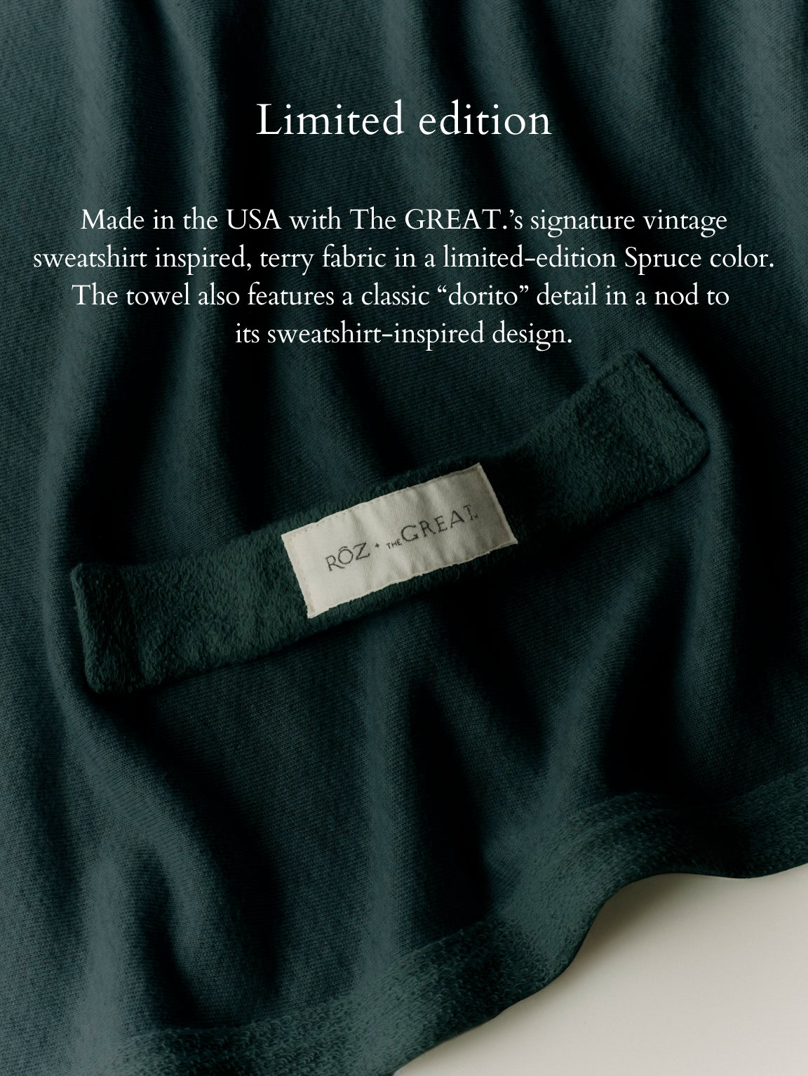 RŌZ Sweatshirt Hair Towel in Spruce
