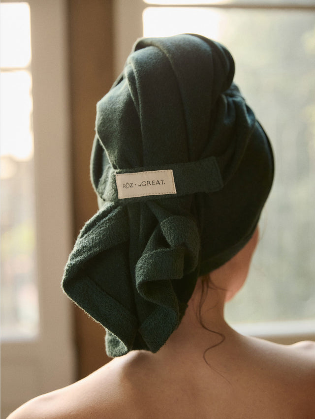 RŌZ Sweatshirt Hair Towel in Spruce